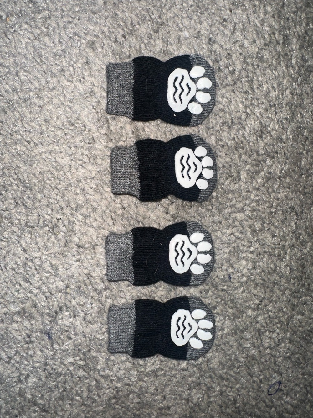 Black & Gray Non-Slip Dog Booties with White Paw Print